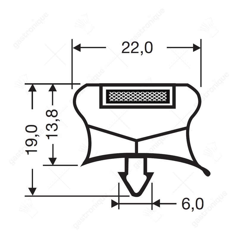 Rubber 1/3 lade 175 x 407 mm