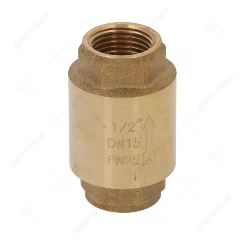 terugslagventiel koper aansluiting 1/2" ID - 1/2" ID totale lengte 60mm