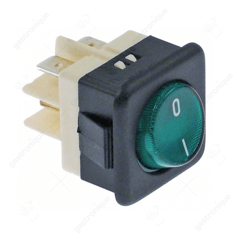 schakelaar inbouwmaat 27,8x25mm groen 2NO 250V