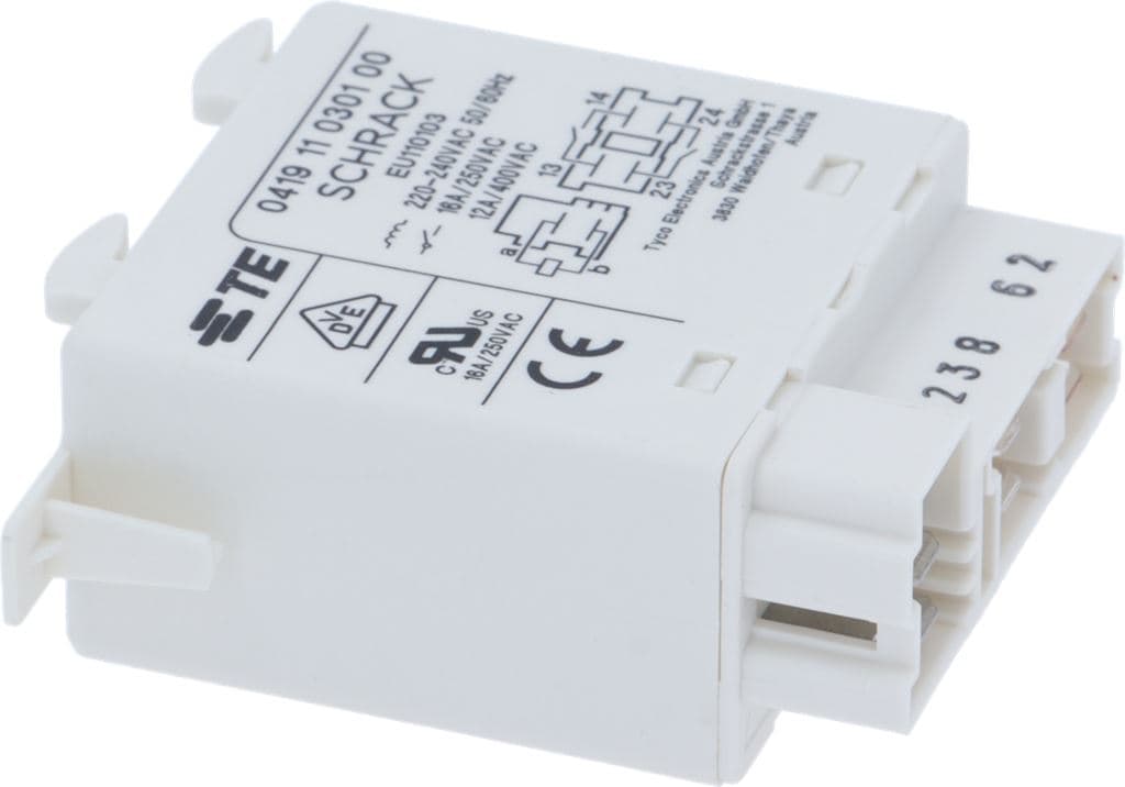 vermogensrelais 230VAC 16A met adapter 2-polig