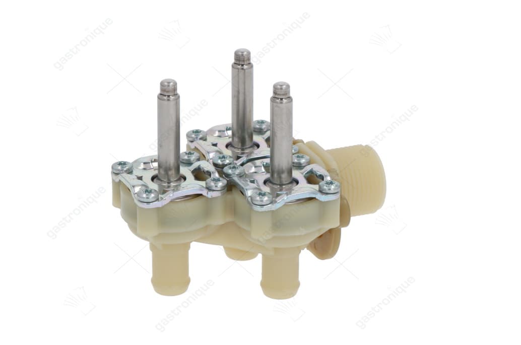 magneetventielhuis drievoudig haaks ingang 3/4" uitgang 14,5mm DN10 t.max. 90°C inschakeltijd 100%