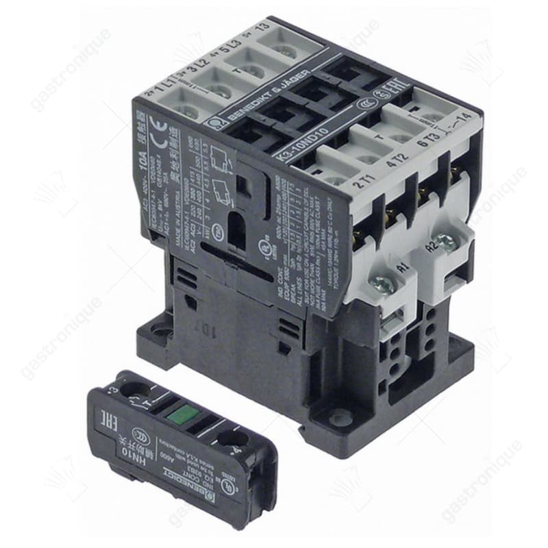 magneetschakelaar AC1 25A 230VAC (AC3/400V) 10A/4kW hoofdcontact 3NO hulpcontact 1NO