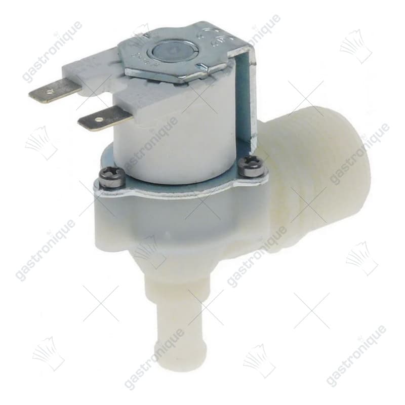 magneetventiel enkel haaks 230VAC ingang 3/4" uitgang 13mm DN10 inschakeltijd 100% RPE polyamide