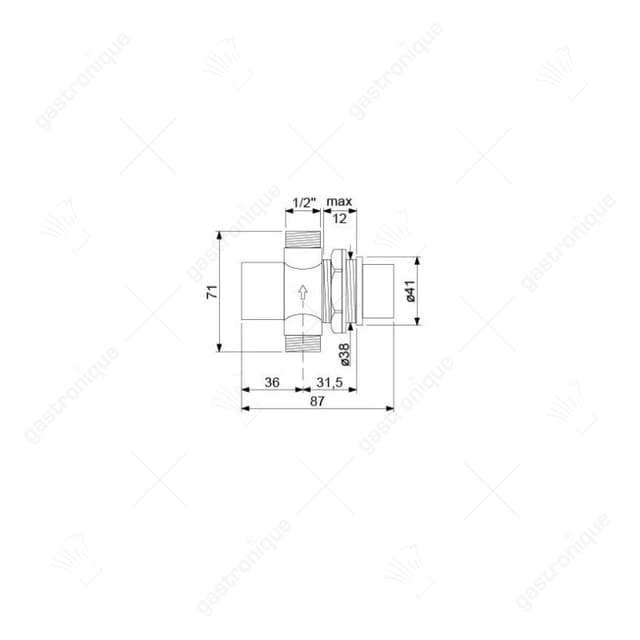 zelfsluitende kraan ca.15s draad 1/2" H 71mm inbouwventiel handenwasbak - Thumbnail 2