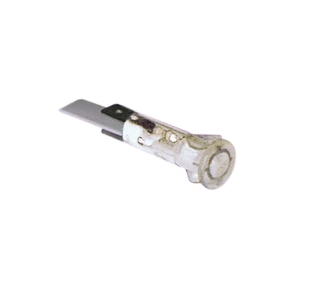 signaallamp ø 10mm transparant 400V aansluiting vlaksteker 6,3mm
