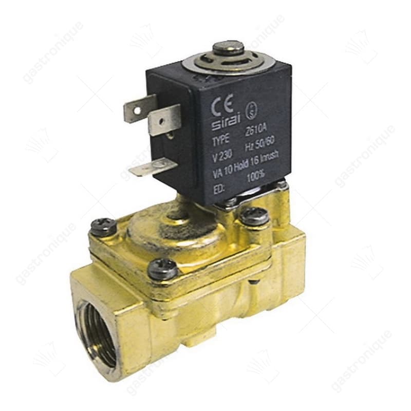 magneetventiel koper 2-weg 230VAC aansluiting 1/2" L 66mm nominale breedte 13,5mm steekbus compact - Image 1