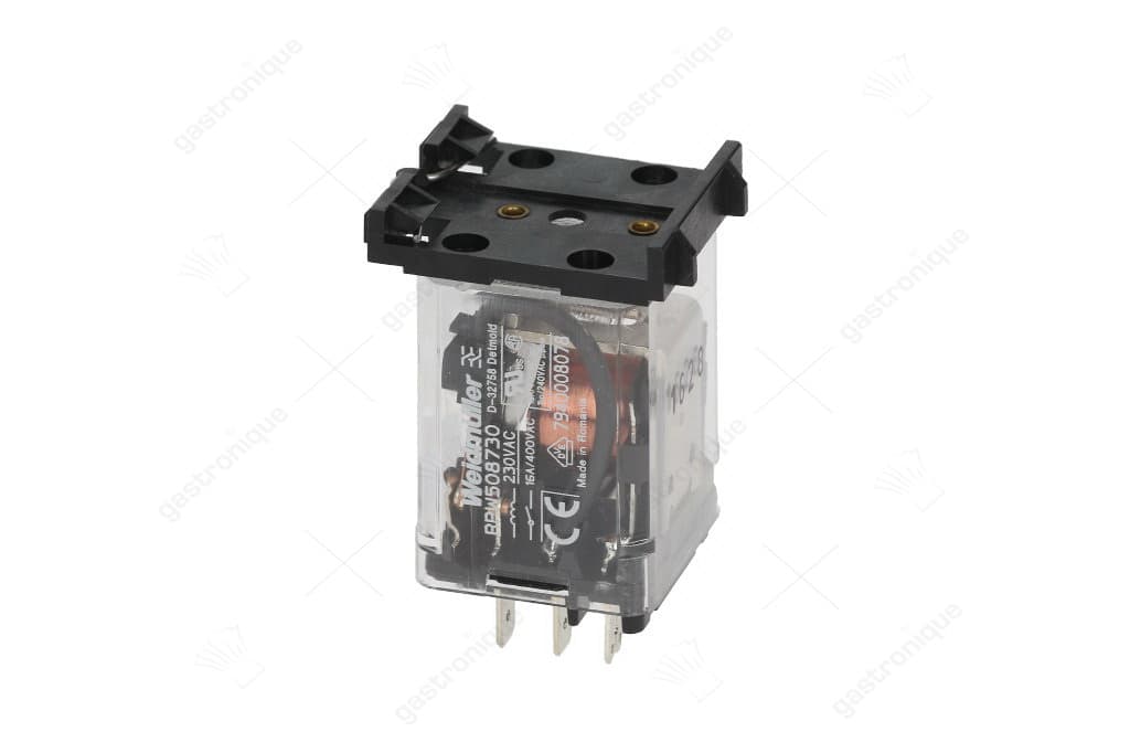 vermogensrelais FINDER 230VAC 16A 2NO aansluiting vlaksteker 6,3mm overslagbevestiging