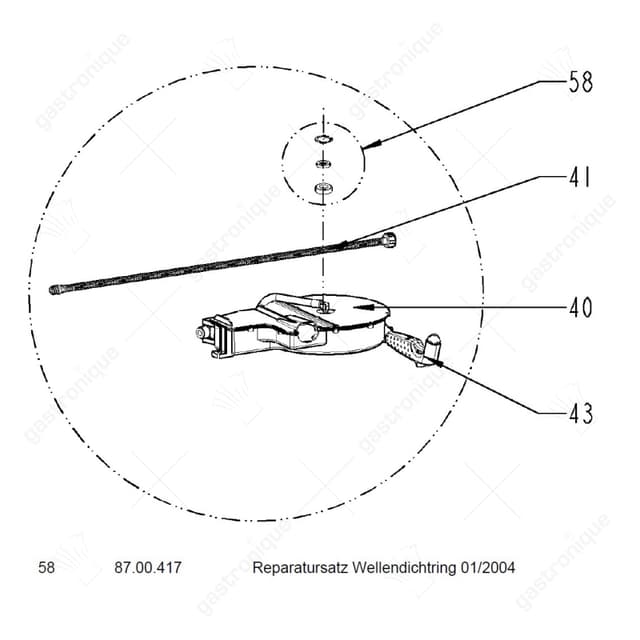 reparatieset schachtpakking pakking en vet voor heteluchtoven SCC, CM61-202 vanaf 06/2007 - Thumbnail 2