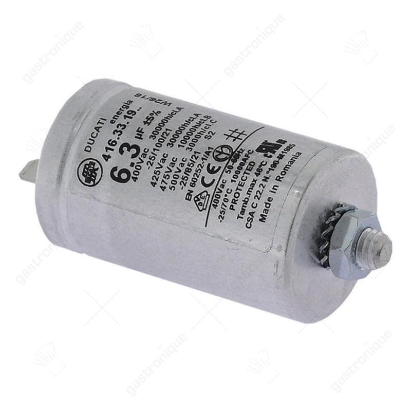 bedrijfscondensator capaciteit 6,3µF 400V bekercondensator tolerantie 5% 50-60Hz