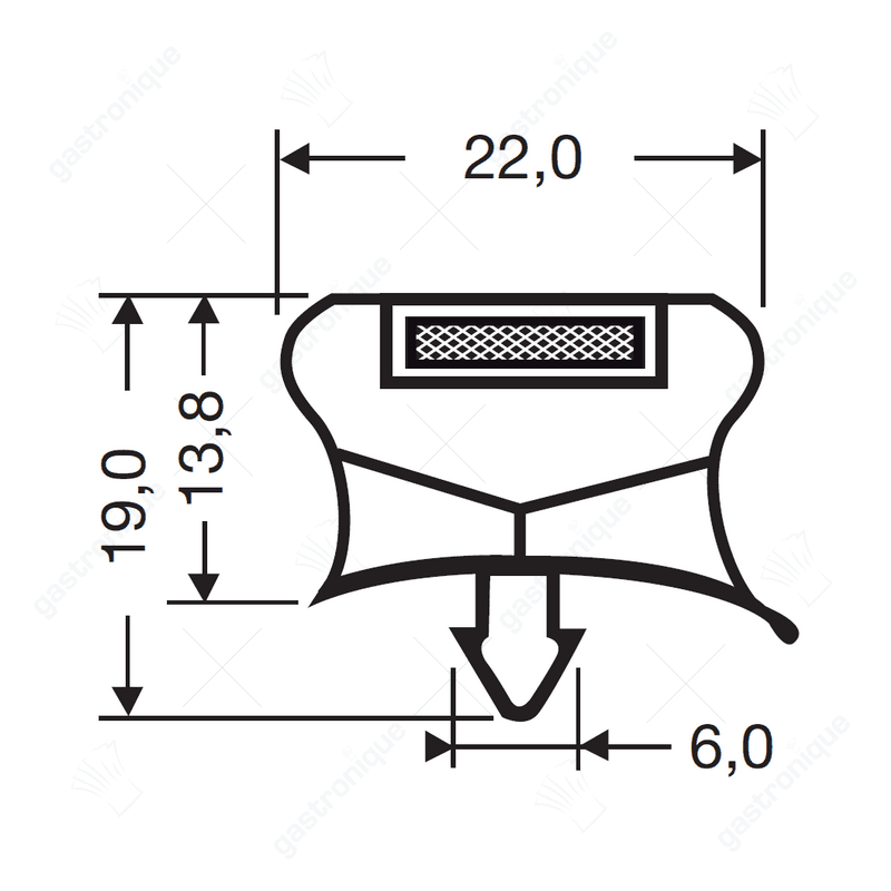 Koeldeurrubber Profile 9794 L1:283; L2:390; Steekmaat