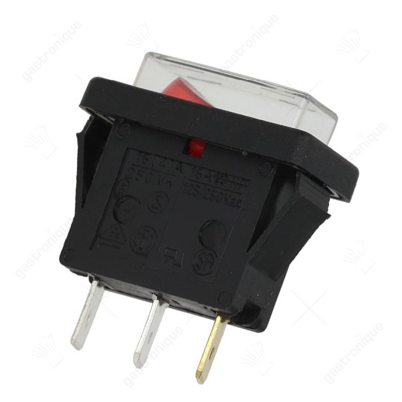wipschakelaar inbouwmaat 30x11 rechthoekig rood 1NO signaallamp 250V 16A verlicht - Image 1