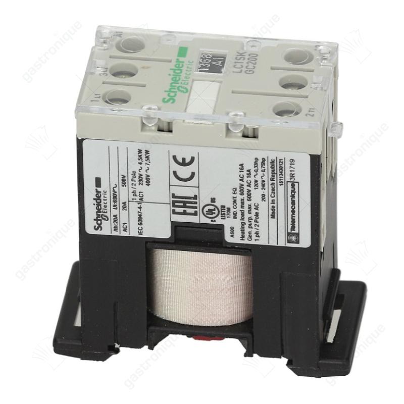 relais AC1 20A 230VAC (AC3/400V) 5A/2,2kW hoofdcontact 2NO aansluiting schroefaansluiting - Image 1