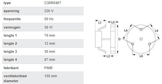 Heißluftventilator 220V 30W 50Hz Ventilatorblatt 155 mm - Image 2