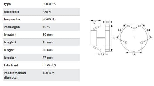 Heißluftventilator 230V 40W Ventilatorblatt 150 mm - Image 3