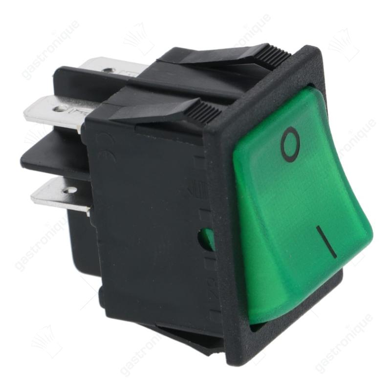 Schakelaar groen I-O met lamp inbouw 30x22 mm - Image 1