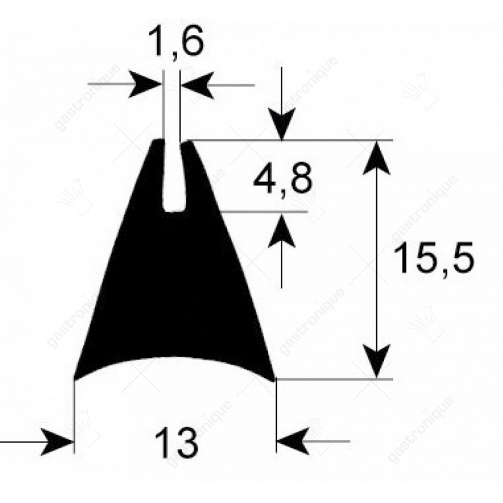 rubber voor ruit oven 1100 mm - afbeelding 1