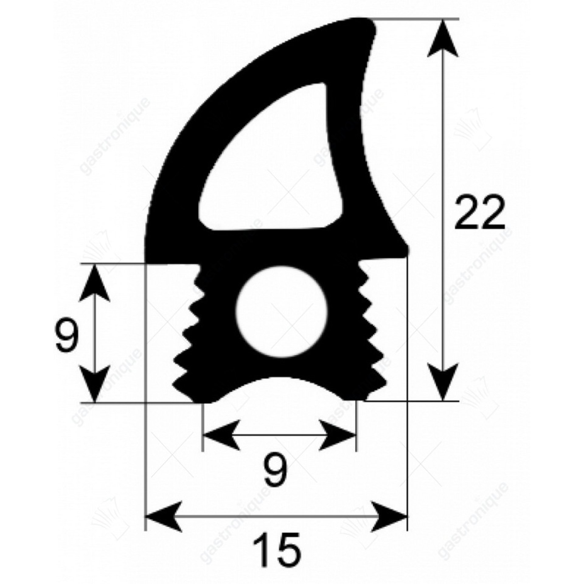 deurrubber voor oven (per meter) - afbeelding 1