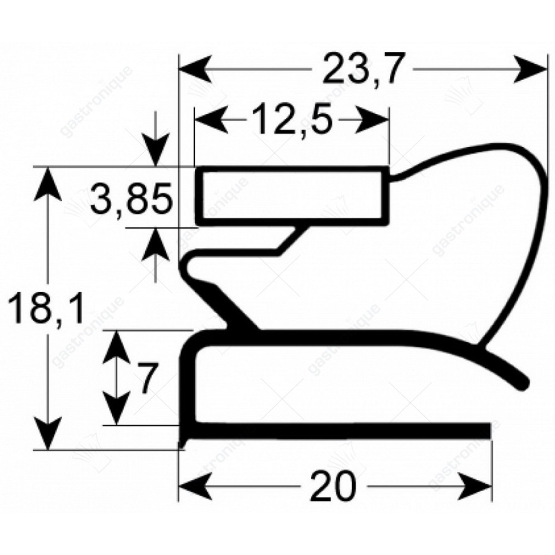 koeldeurrubber profiel 9954 B 450mm L 1210mm buitenmaat - afbeelding 1