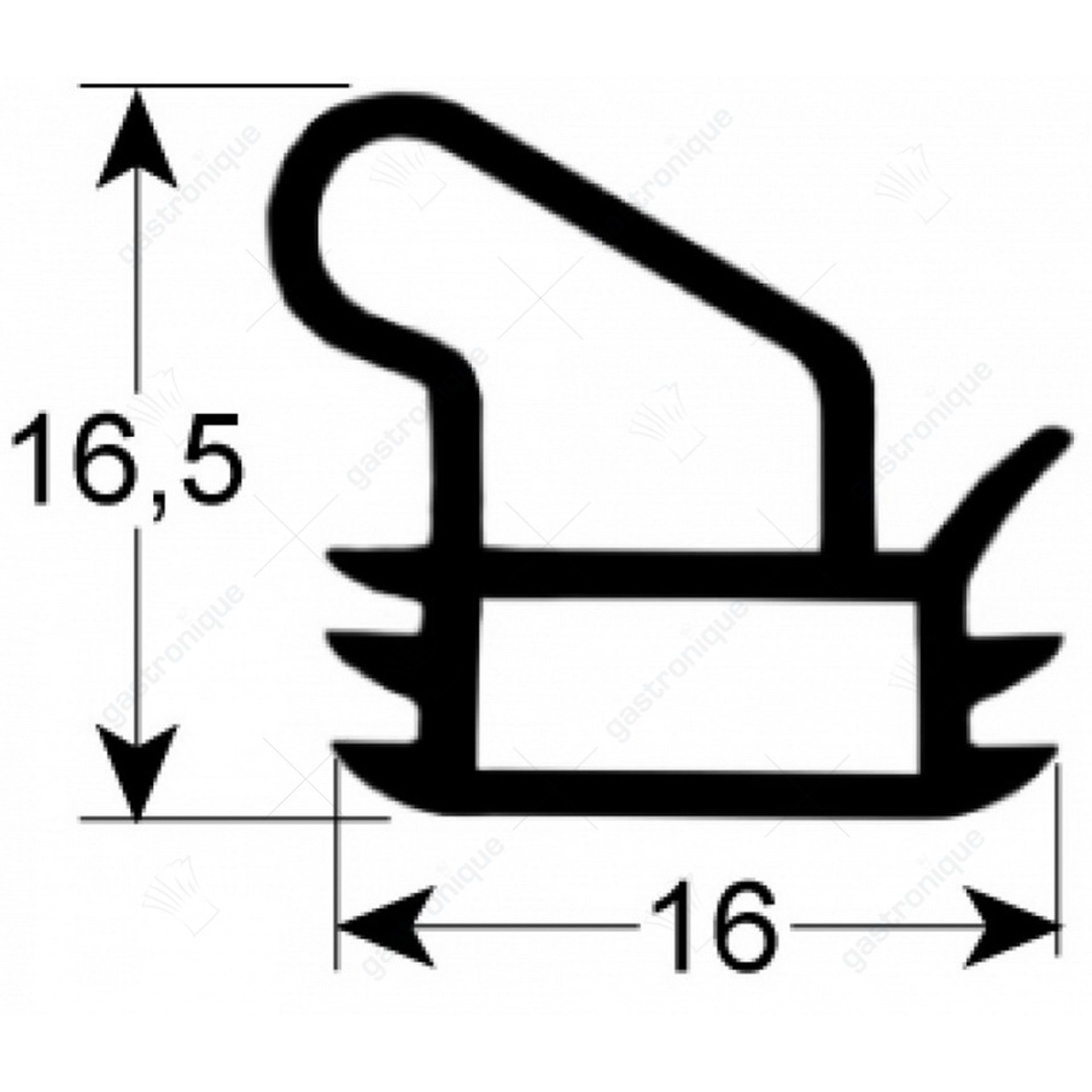 deurrubber L 560mm B 428mm 3-zijdig (lange zijde open) - afbeelding 1
