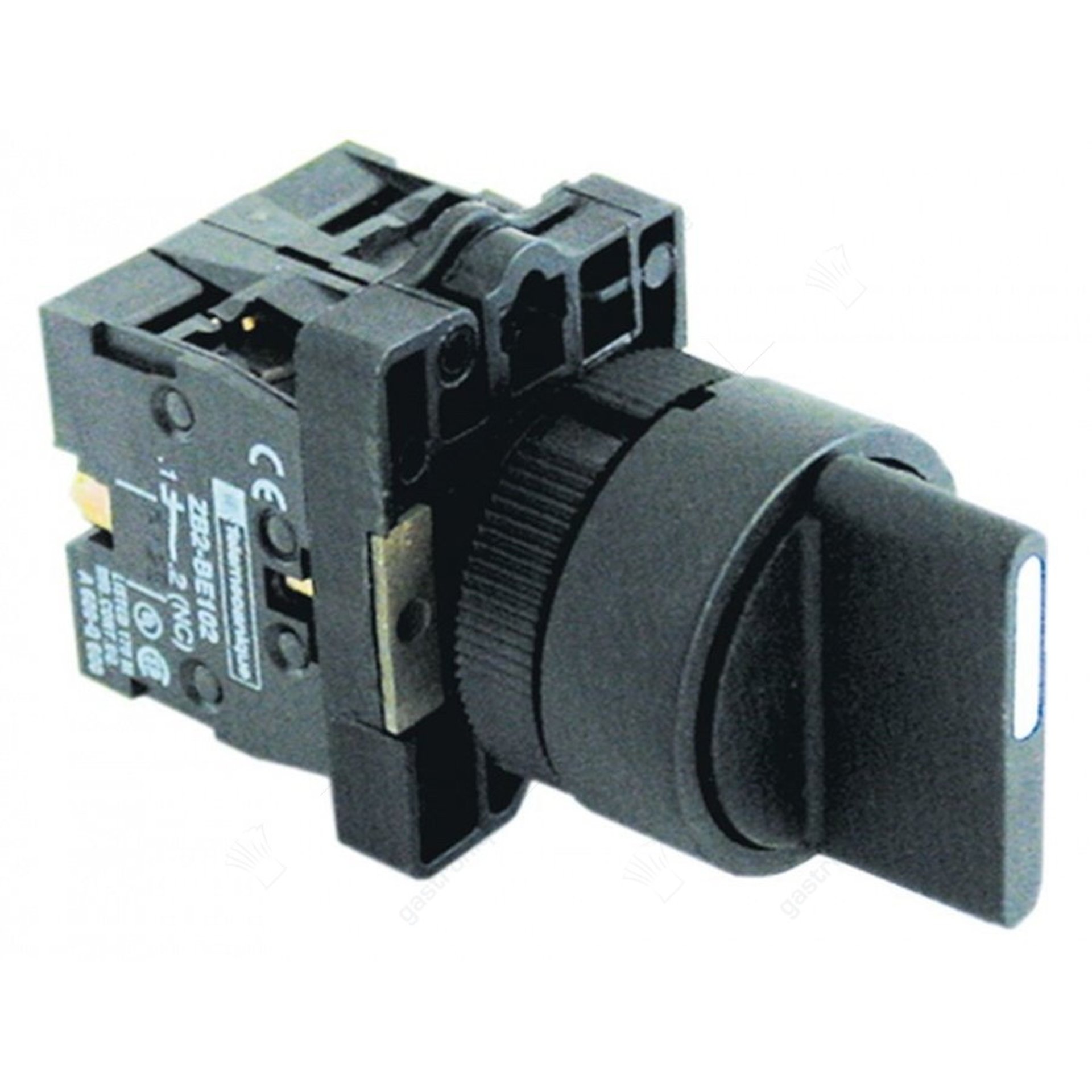 Blue rotary switch Ø 22 mm - 3 pos. 1-0-1 fixed led 24V 2NO - afbeelding 1