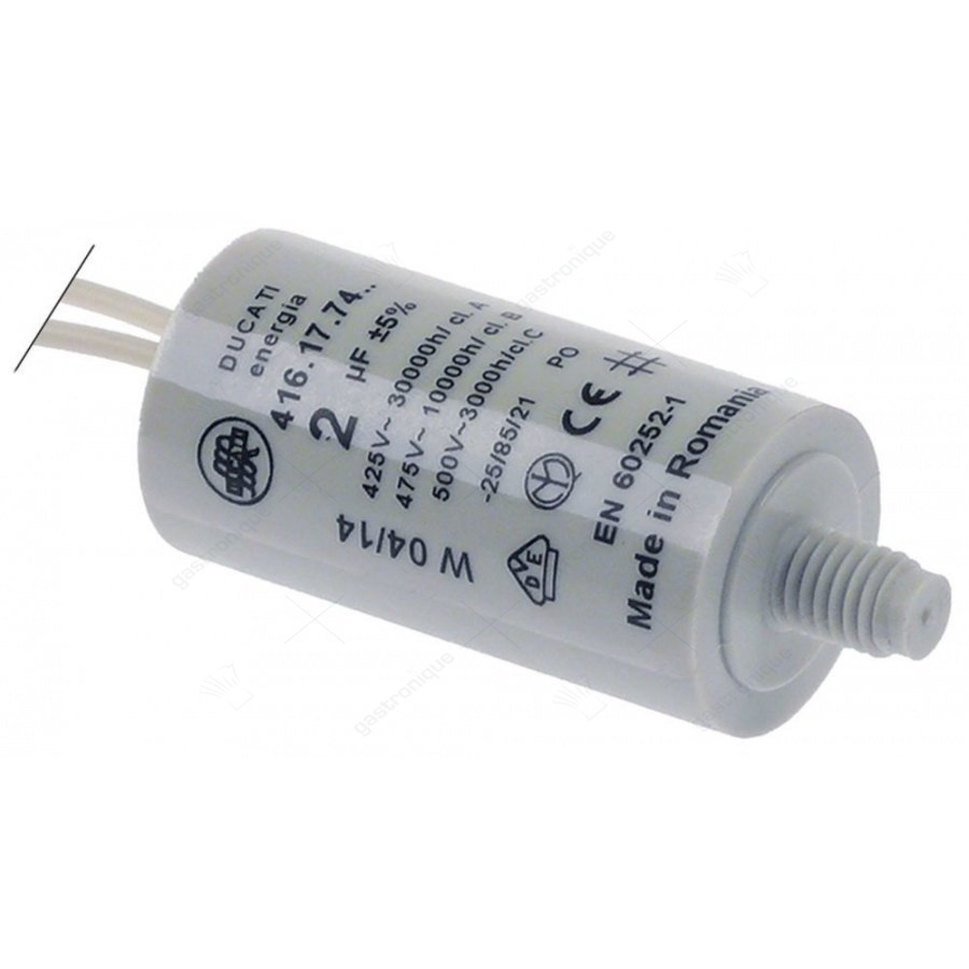 Condensateur 2µF 425V plastique connexion M8 câble 150mm ø 25mm L 49mm - image 1