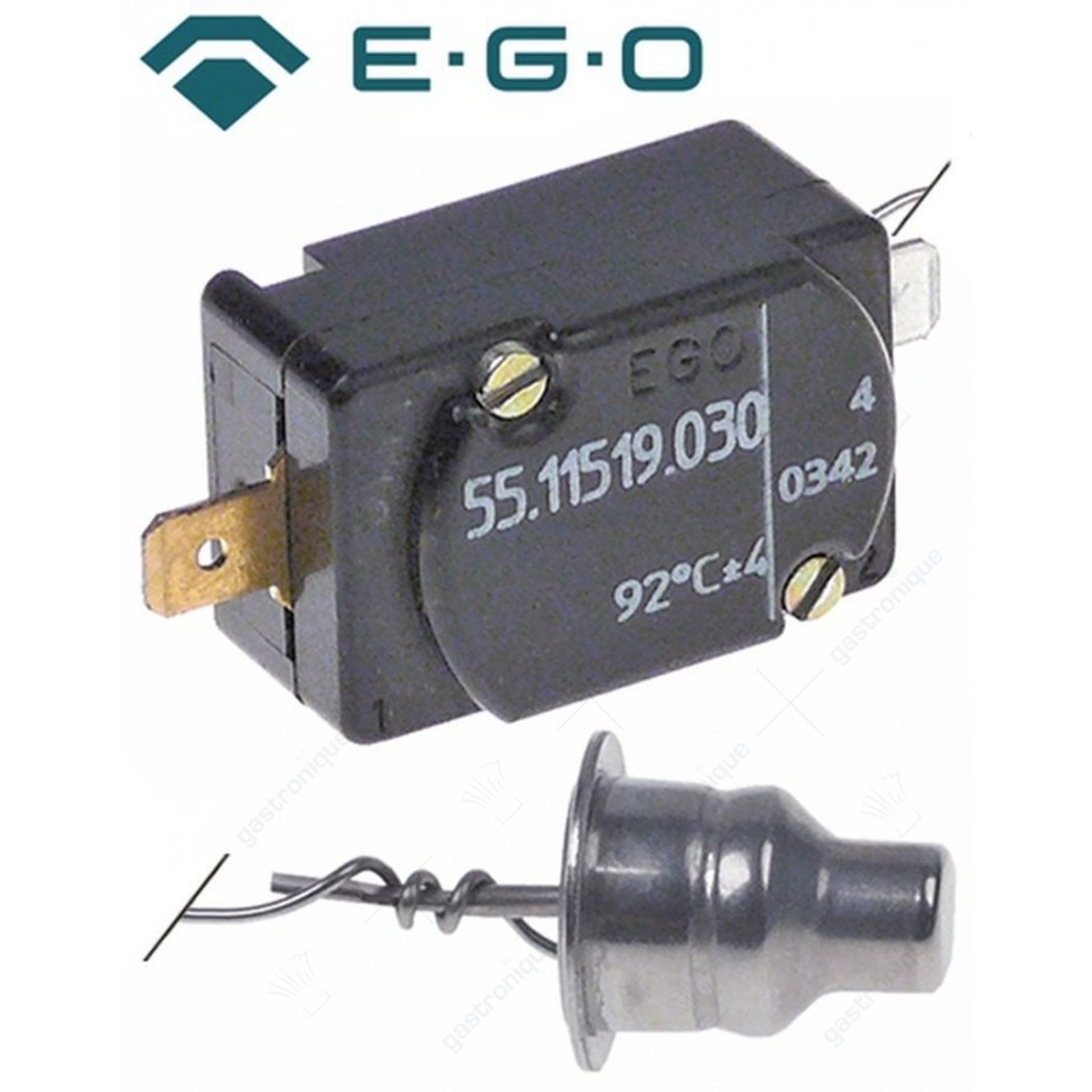 maximum thermostat cut-off temp. 92°C 1-pole 1NC 16A sensor ø 9/15mm sensor L 20mm pipe ø 50mm - image 1