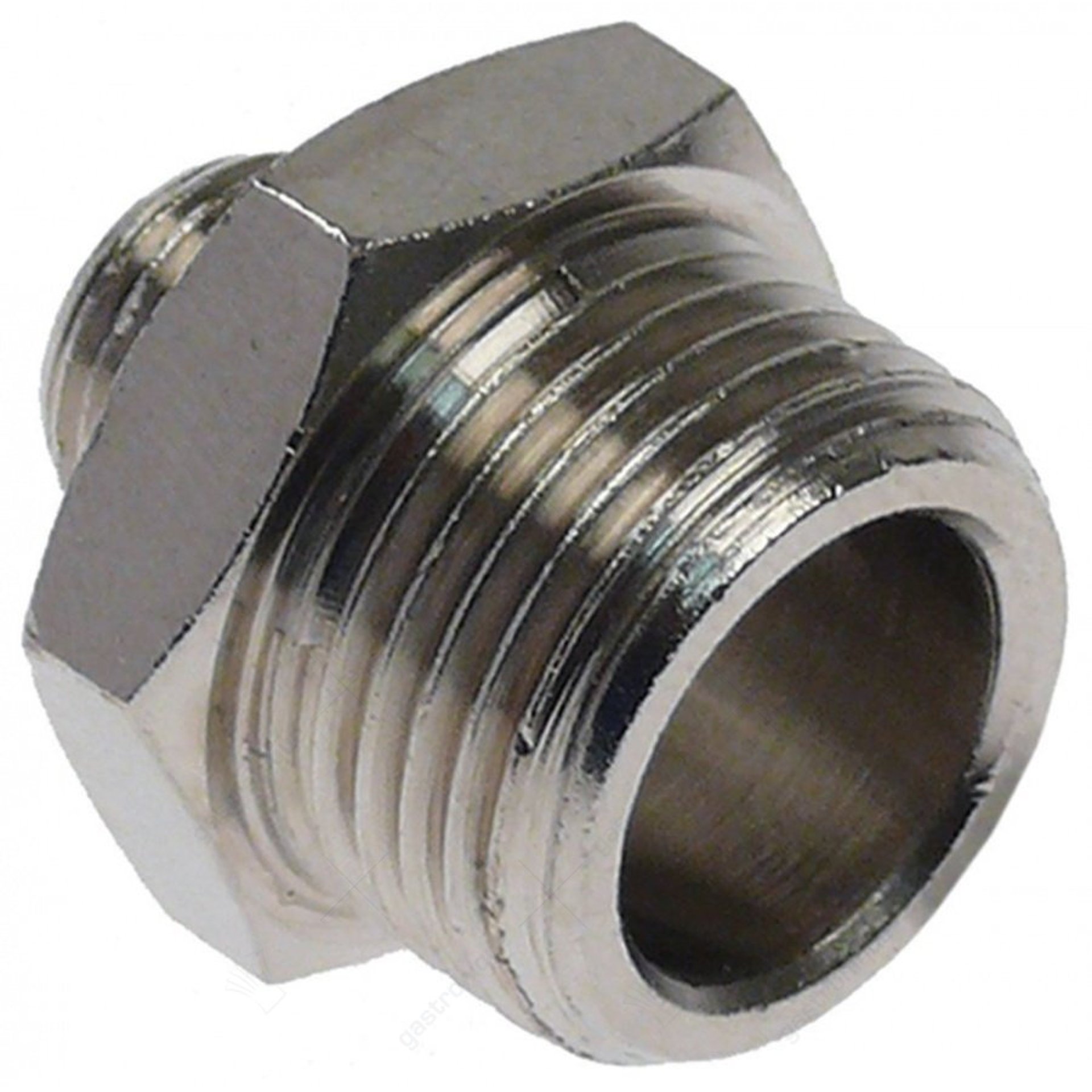 dubbelnippel messing vernikkeld draad 1/8" - 3/8" vpe 1stuk - afbeelding 1