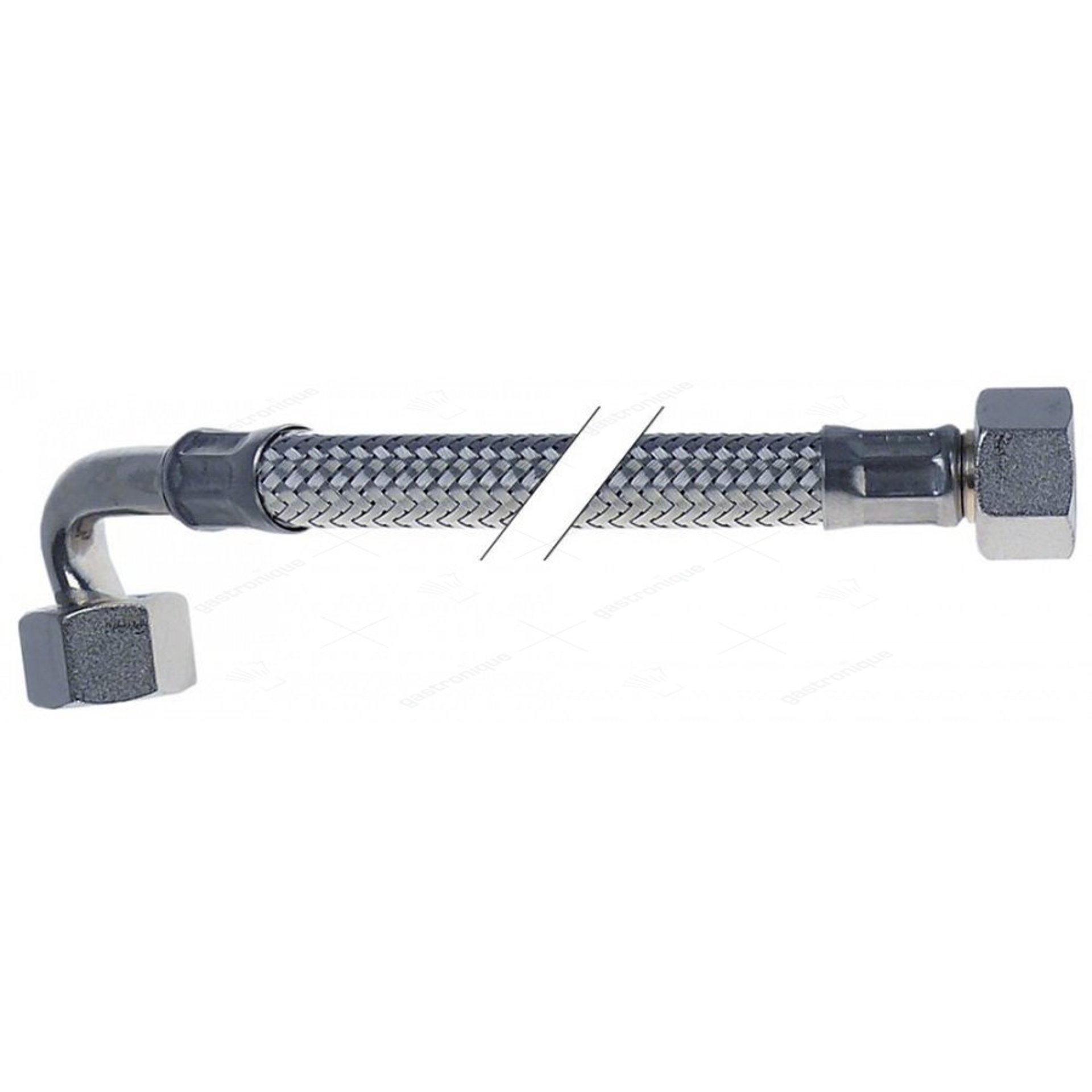 flexibeleslang RVS-omvlochten recht-haaks DN8 aansluitingen 3/8" L 500mm conisch afdichtend - afbeelding 1