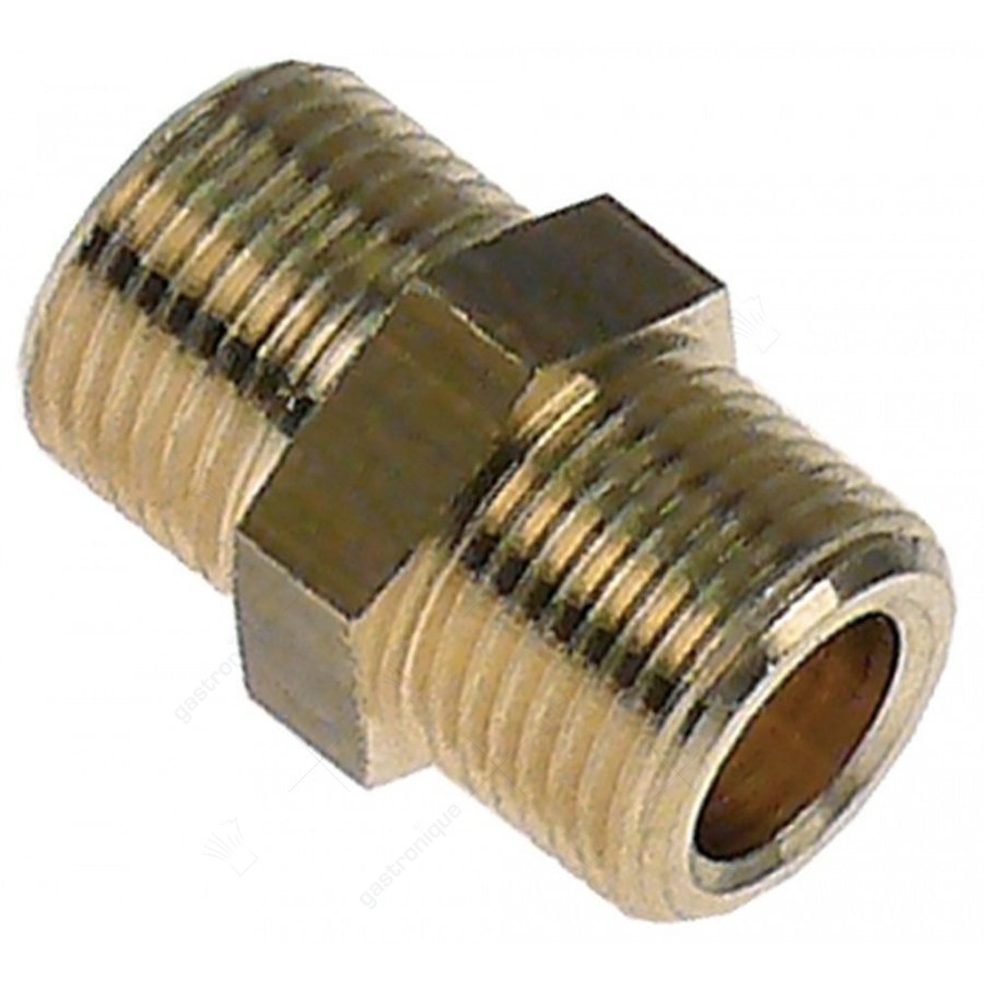 Dubbelnippel draad 3/8" - 3/8" koper vpe 1stuk - afbeelding 1