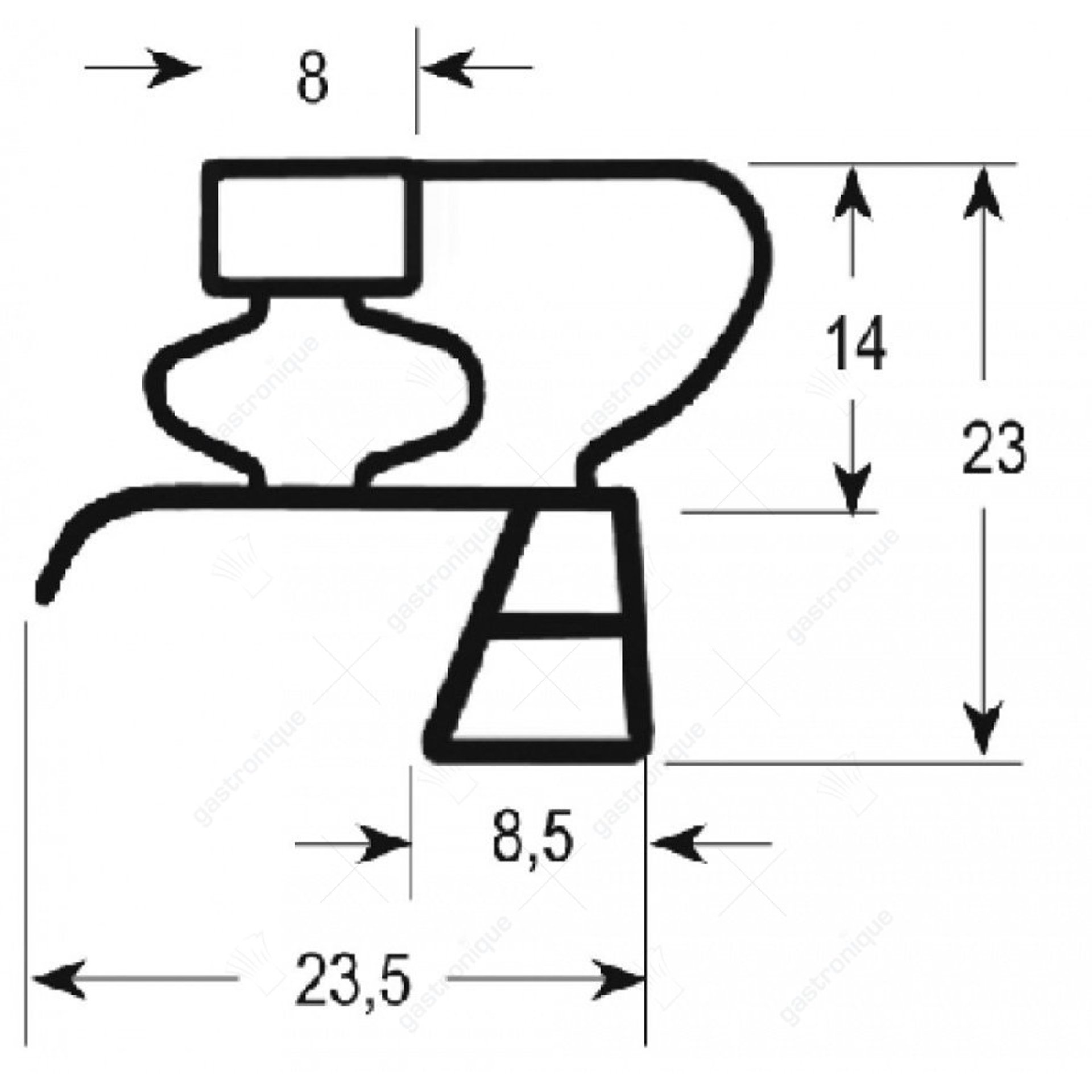 koeldeurrubber profiel 9783 B 635mm L 1530mm steekmaat deur koeltechniek - afbeelding 1