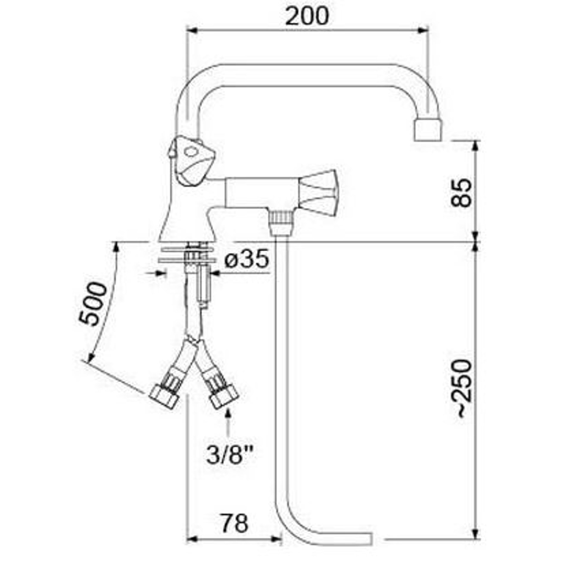 robinet mélangeur à un trou pour 1 évier robinet à bière 3/8" longueur de bec 200mm hauteur de bec 85mm partie supérieure - image 2