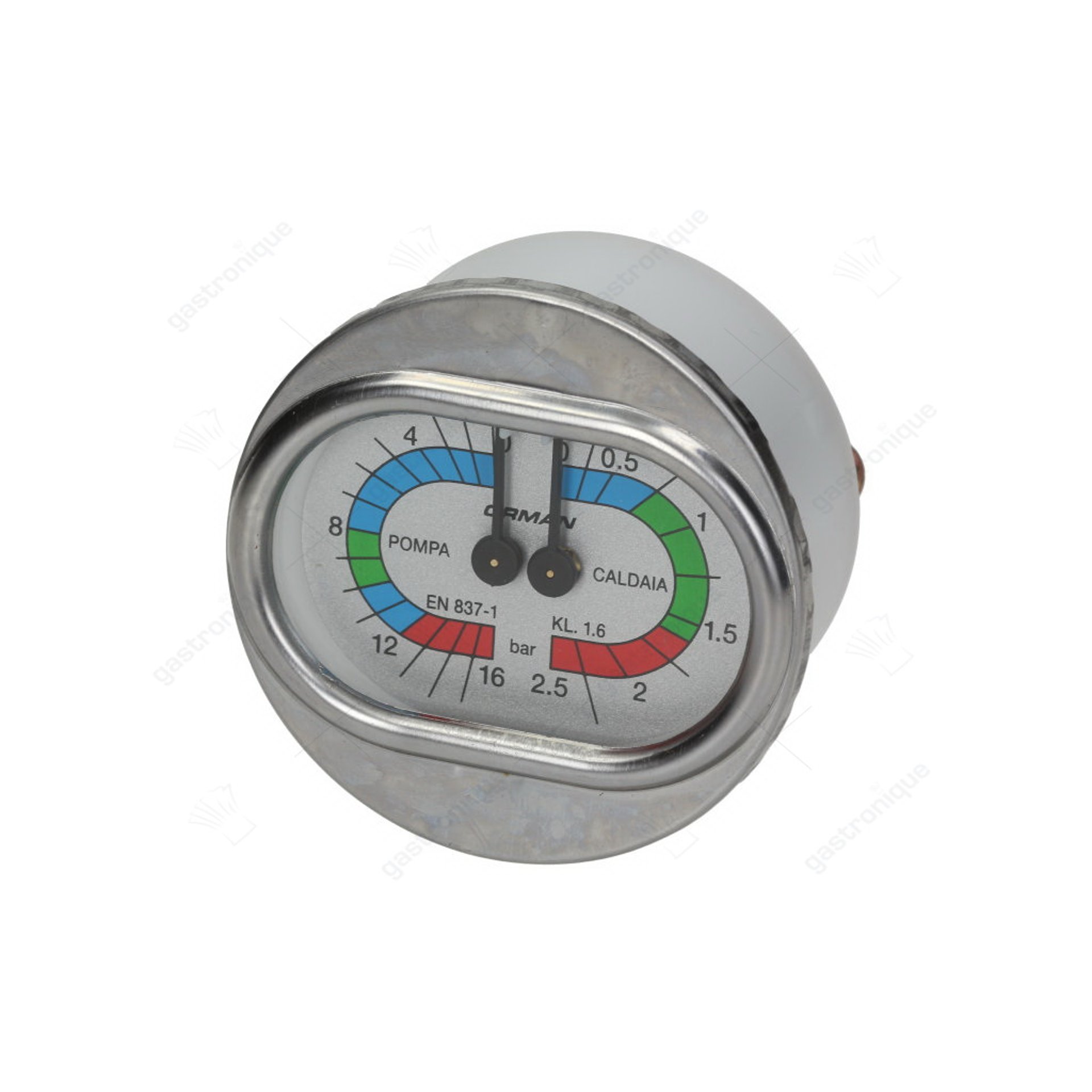 Manometeranschluss Rückseite Gewinde 1/8" ø 63mm doppelte Skala Druckbereich 0-2,5 / 0-16bar - Bild 1