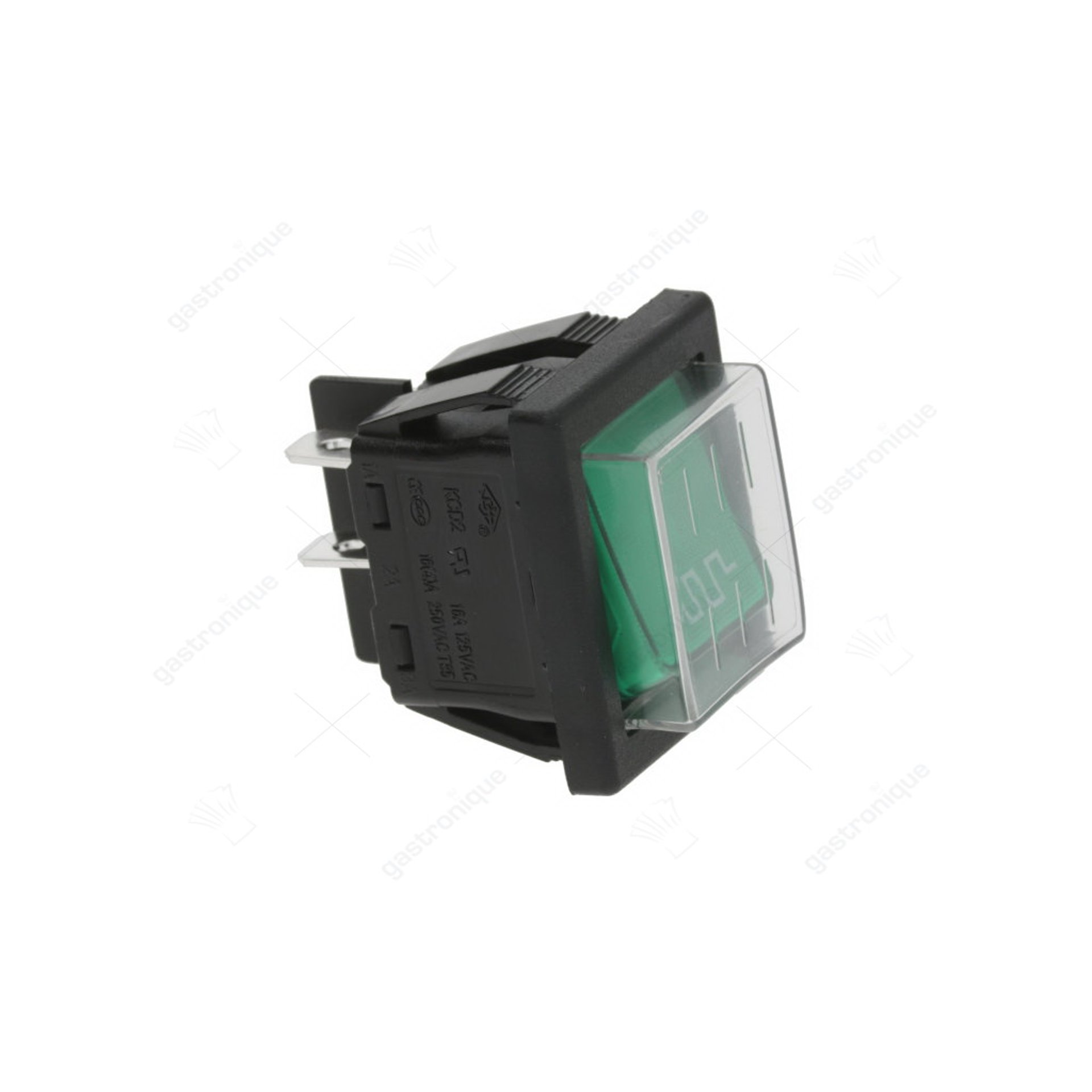 Wipschakelaar inbouwmaat 30x22mm groen 2NO 250V aansluiting vlaksteker 6,3mm inbouwmaat 30x22mm - afbeelding 1
