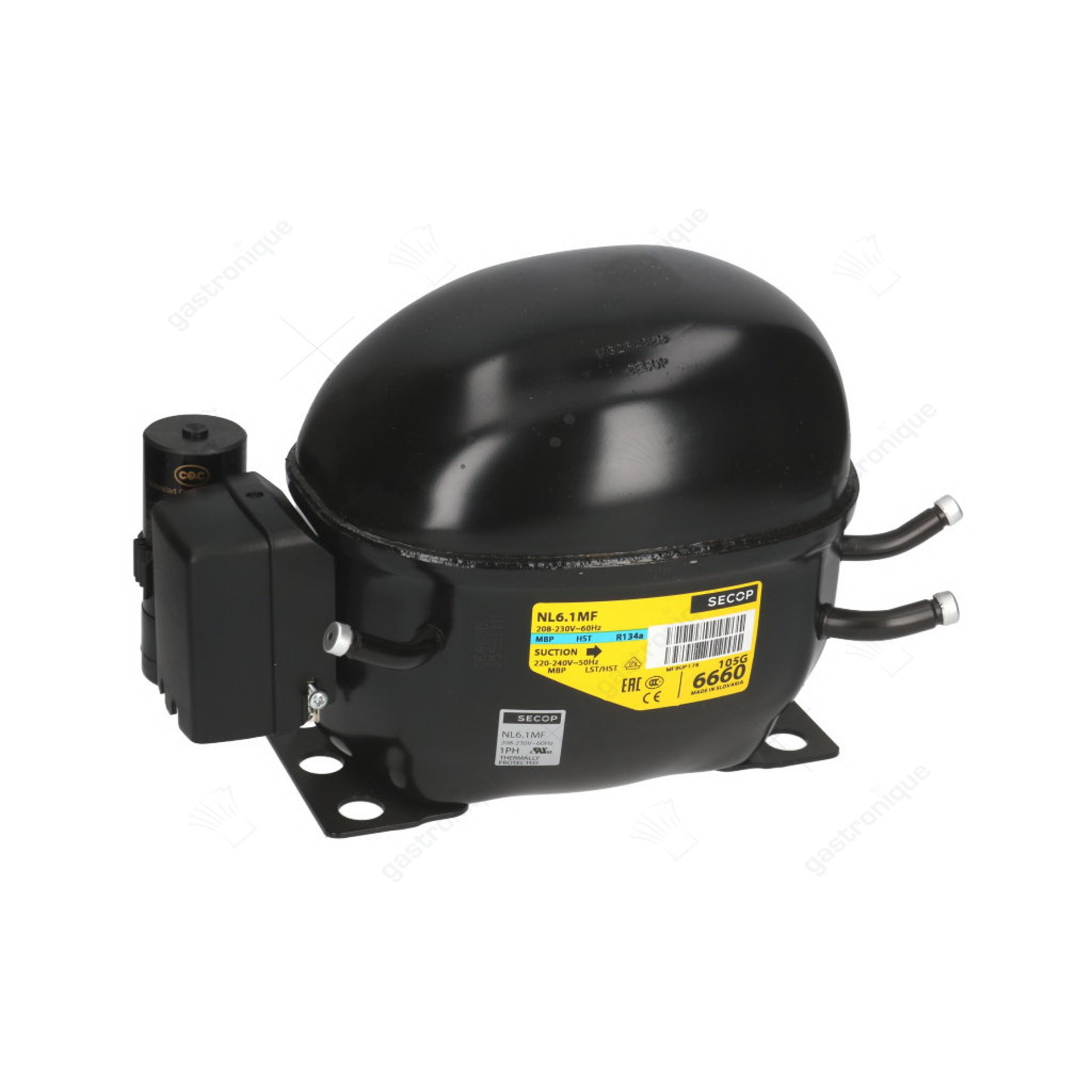 compressor koelmiddel R134a type NL6.1MF 220-240V 50/60Hz MBP volledig hermetisch 10,5kg 1/6HP secop nl6.1mf csir - afbeelding 1