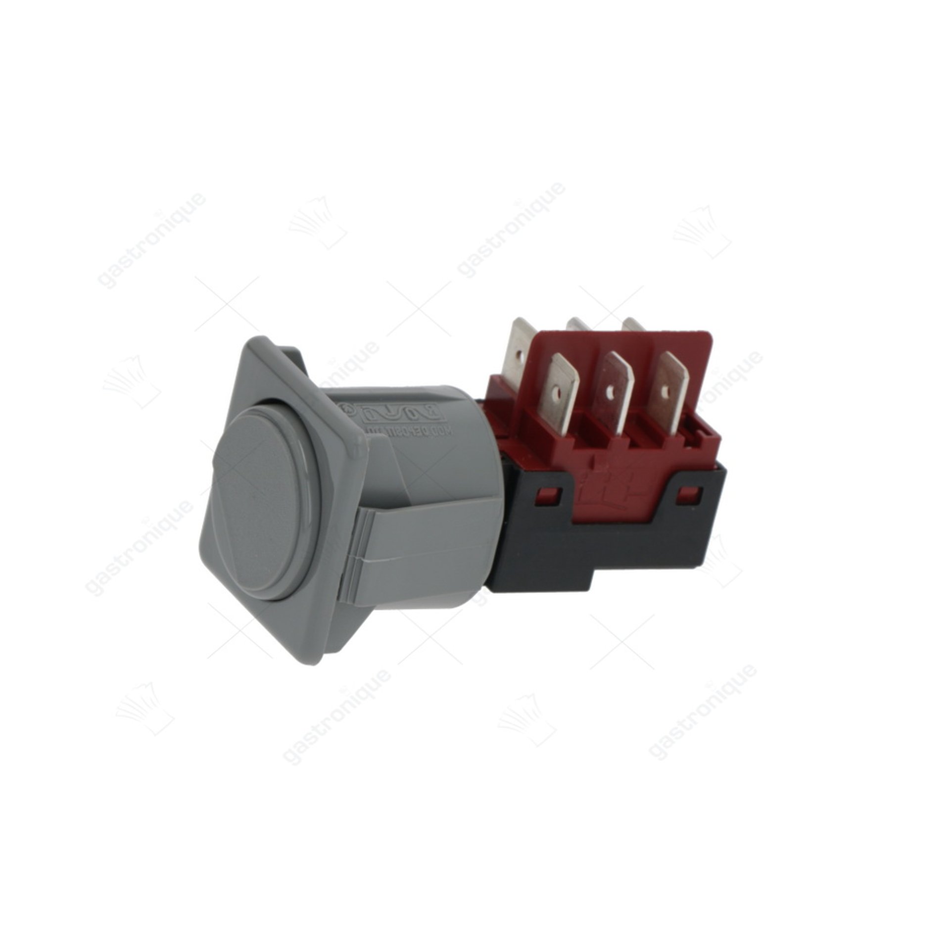 Drukschakelaar inbouwmaat 28,5x28,5mm grijs 2CO 250V aansluiting vlaksteker 6,3mm 16A - afbeelding 1