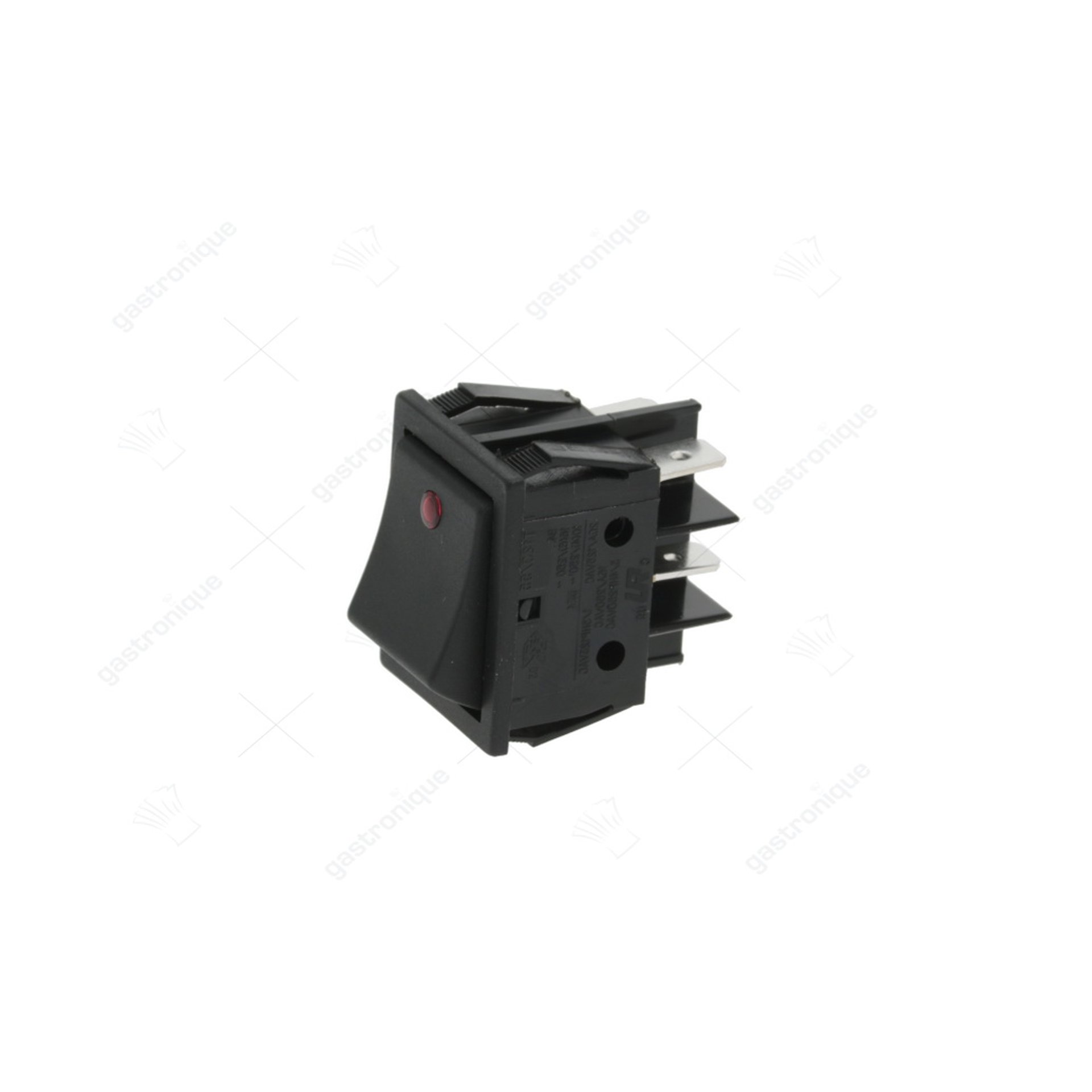 wipschakelaar inbouwmaat 30x22mm rood 2NO 250V 16A verlicht aansluiting vlaksteker 6,3mm - afbeelding 1