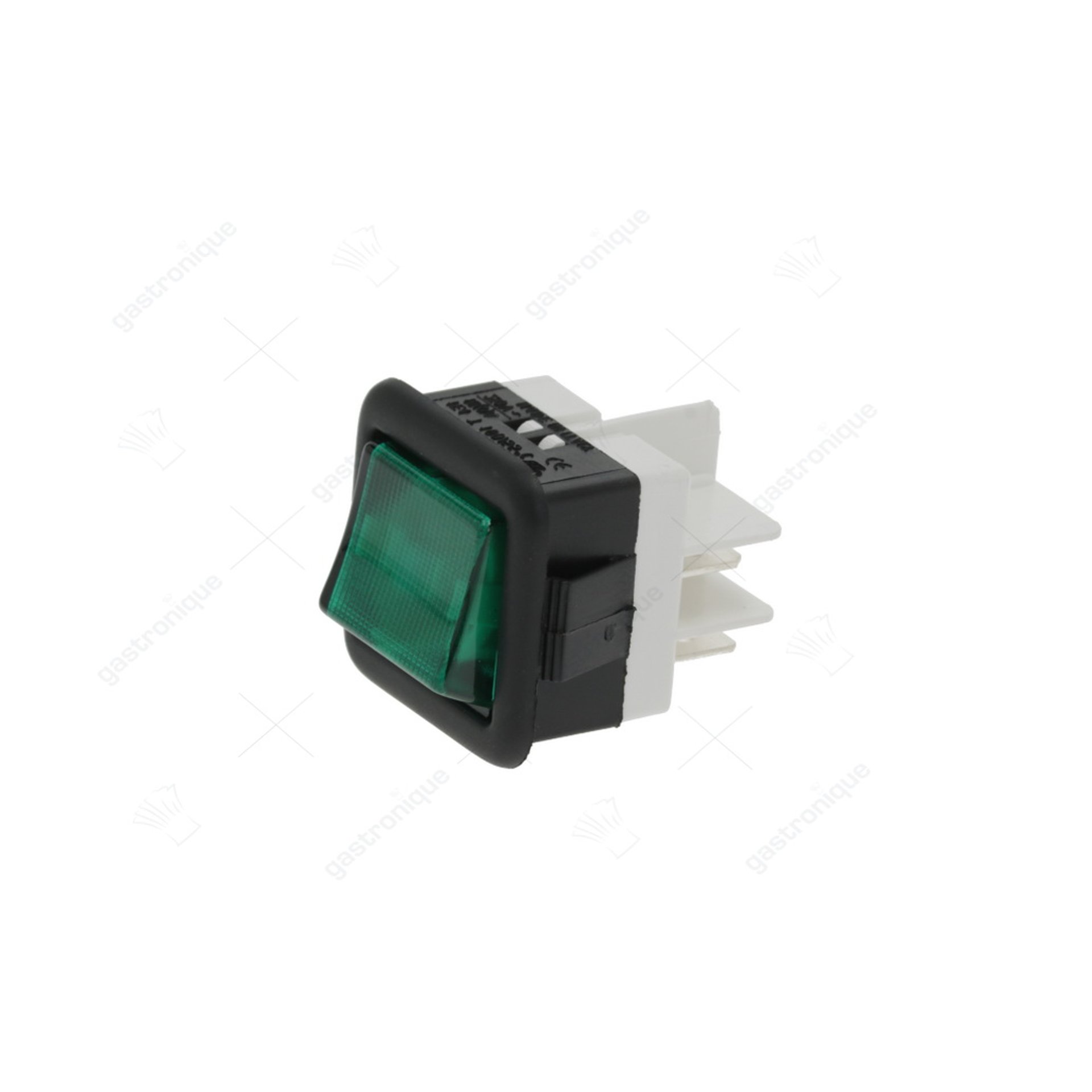 switch built-in size 27.8x25mm green 2NO 250V connection flat plug 6.3mm 16A illuminated - image 1