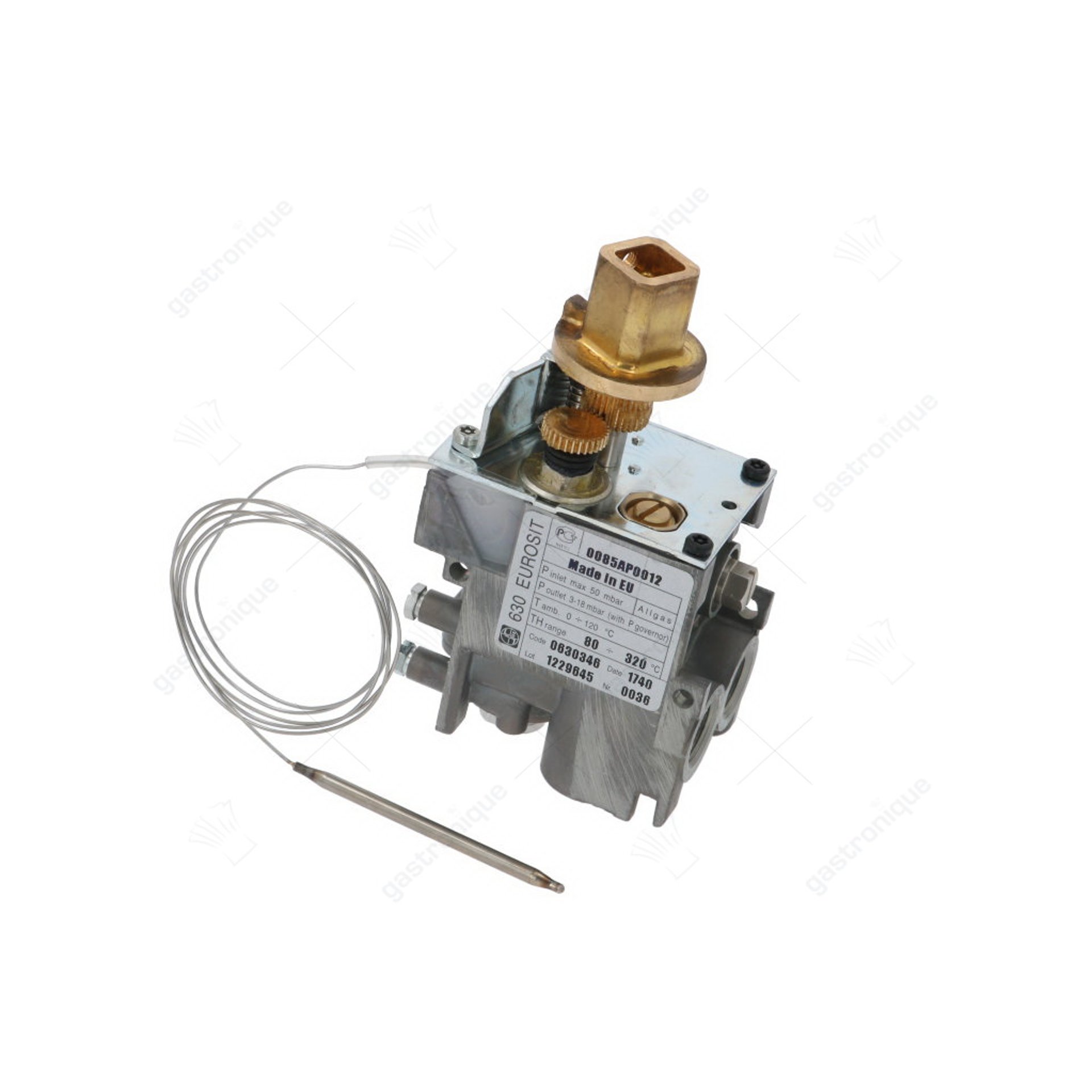Gasthermostaat 80-320°C gasingang 3/8" gasuitgang 3/8" thermoelementaansluiting M9x1 - afbeelding 1