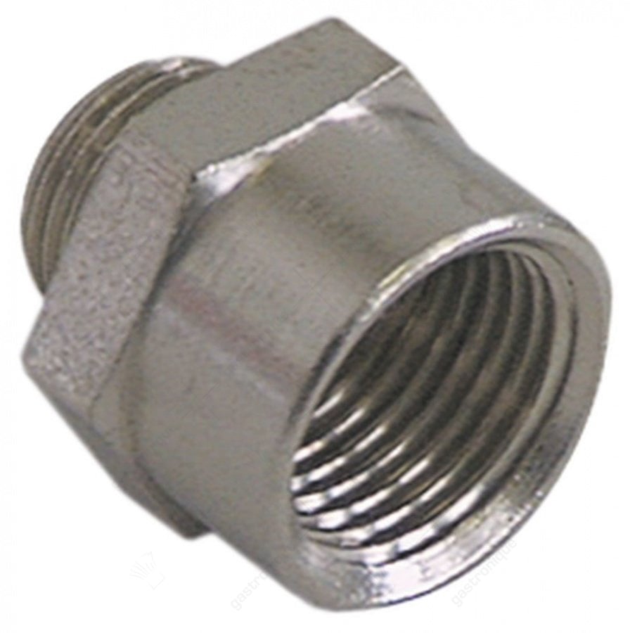 Reduziergewinde 1/8" ID - 1/8" OD vernickeltes Messing Gesamtlänge 17mm SW 14 - Bild 1