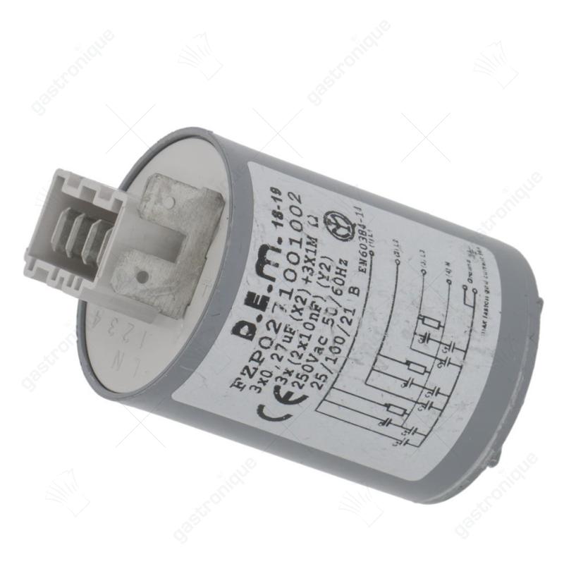 Ontstoringsfilter 250V 50Hz aansluiting vlaksteker 6,3mm kunststof ø 38mm - afbeelding 1