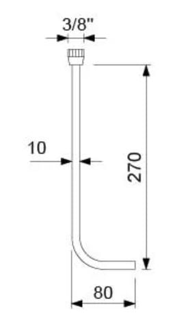 onderspoelpijp bierspoelkraan compleet, met wartelmoer draad 3/8" L 270mm - afbeelding 2