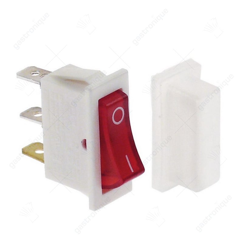 wipschakelaar inbouwmaat rechthoekig rood 1NO/signaallamp 250V 15A verlicht - afbeelding 1
