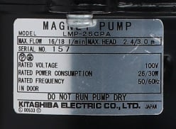 Magnetpumpe KITASHIBA Typ LMP-20CPA W 100V 50/60Hz Eingang ø 16mm Ausgang ø 14mm L 132mm - Bild 2
