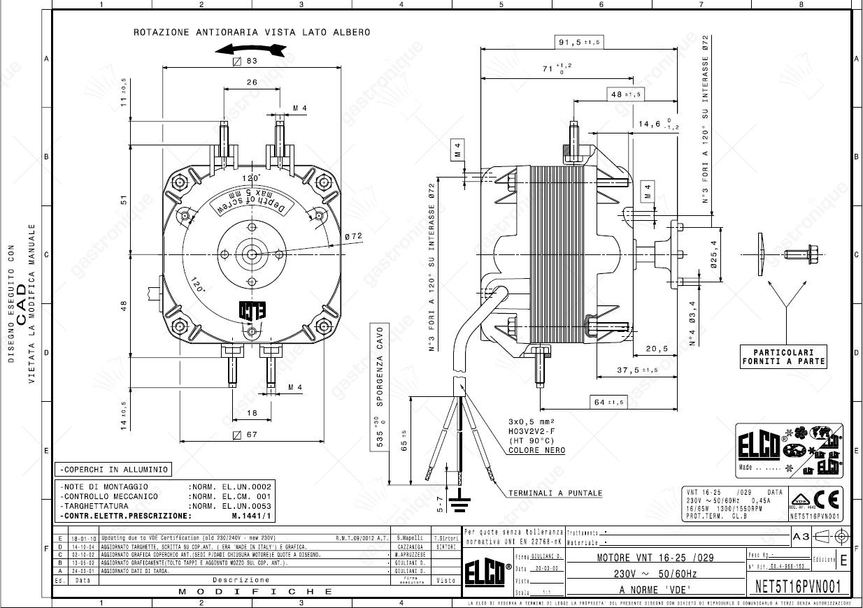 Ventilatormotor ELCO 16W 230V 50Hz Lager Gleitlager L1 48mm L2 64mm L3 91,5mm B 83mm - Bild 2