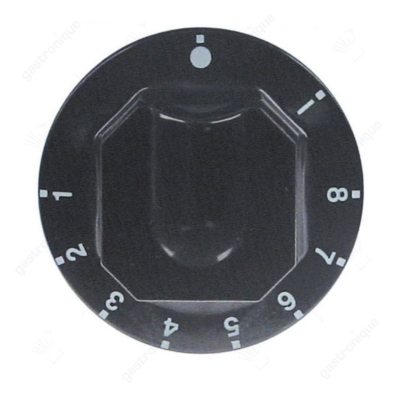 knop energieregelaar 1-8 + MAX ø 70mm as ø 6x4,6mm afvlakking boven zwart - Image 1