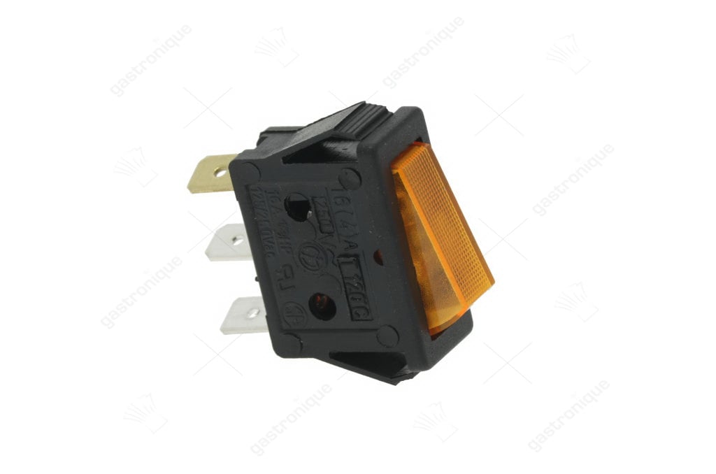 Schakelaar 1 polig oranje met controlelamp inbouwmaat 11x30 mm - Image 1
