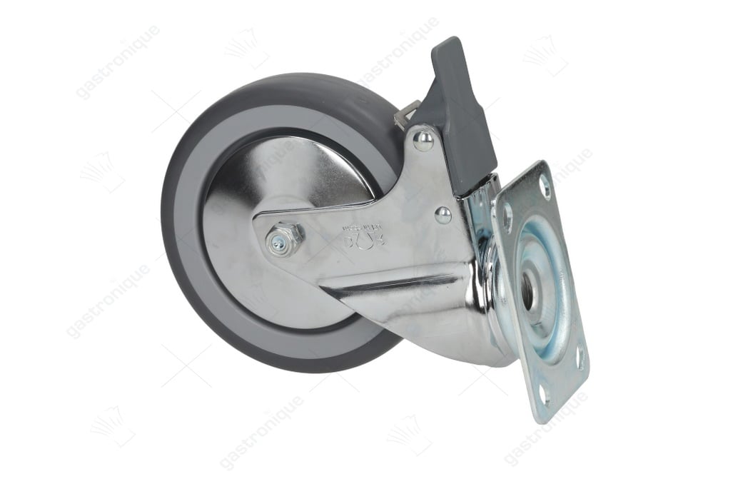 castor swivel plate with brake - afbeelding 1