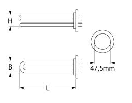 Heizelement 3000W 230V VC 3 Einbau ø 47,5mm L 260mm B 40mm H 36mm Rundflansch - Bild 2