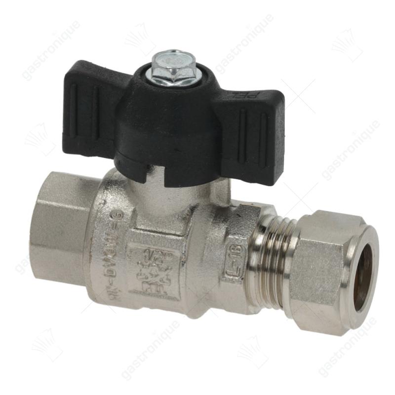 kogelkraan L 67mm ingang 1/2" ID met greep draaipijp fitting 15 uitgang 1/2" OD - Image 1