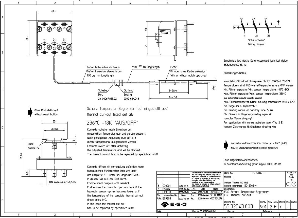 Sicherheitsthermostat maximale Sicherheit 3-Phasen 230°C NICHT RÜCKSETZBAR - Bild 2